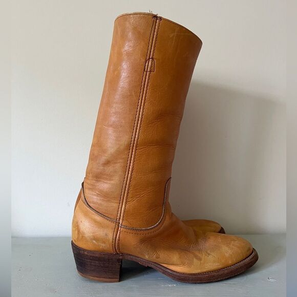 Vintage FRYE Black Label Tall Distressed Leather Boots | Size 9.5 main image 9
